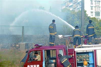 京广线陈家湖大火 沿隔离带烧毁近60米