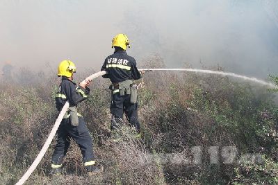 中哈边境突发大火 伊犁消防联手扑救