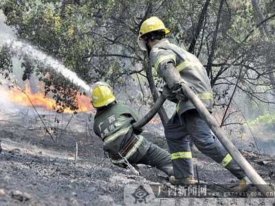 广西一母女祭祖引山火 险及万吨油库/图