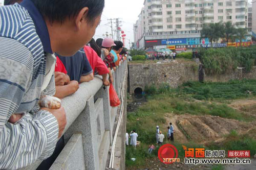 组图：消防两次搭设双木梯营救跳桥妇女