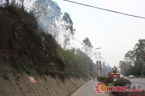 峨眉山市山火肆虐 现场黑烟滚滚（图）