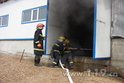 雨润加工厂车间起大火 消防急扑救/图