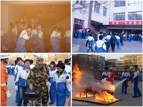 武威各地中小学校“开学第一课”学消防