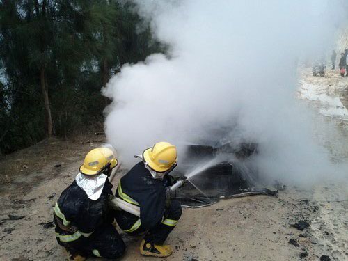 小轿车自燃险酿森林火灾 洛江消防扑救