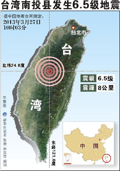 台湾南投地震已致1死86伤 余震强度或超主震