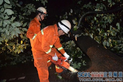 宜宾消防抗洪抢险 激流闪耀橙色力量