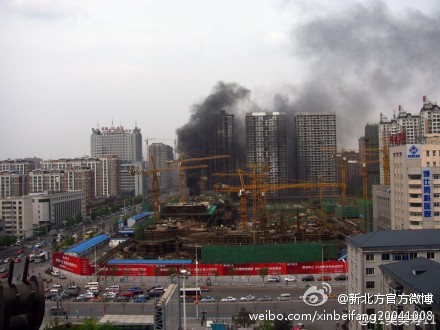 微博爆料：沈阳华润在建项目工地突发火灾