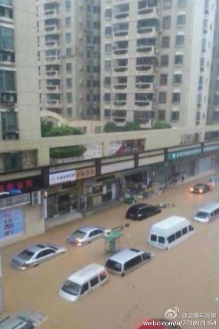 组图：深圳遭遇大暴雨 女司机被困车内死亡