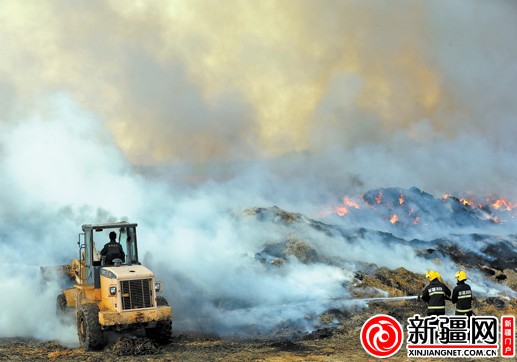 乌鲁木齐米东区4000平方米草场发生大火/图