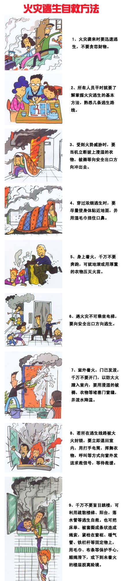 9招方法教您学会火灾中逃生自救（漫画）