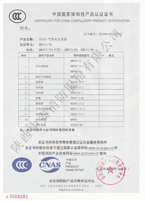 陕西中安消防柜式七氟丙烷设备等四项产品荣获3C