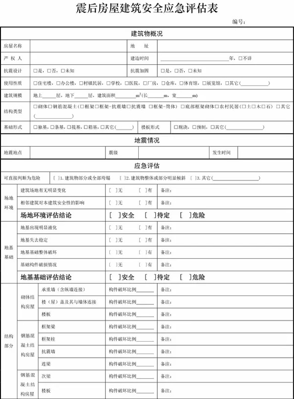 住建部印发《震后房屋建筑安全应急评估技术指南》