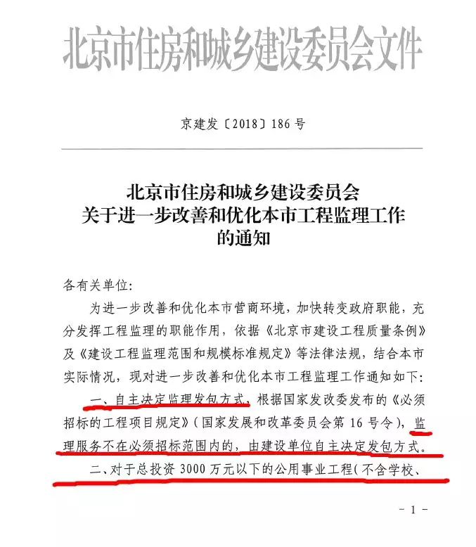 北京部分工程无需监理！责任由建设单位承担