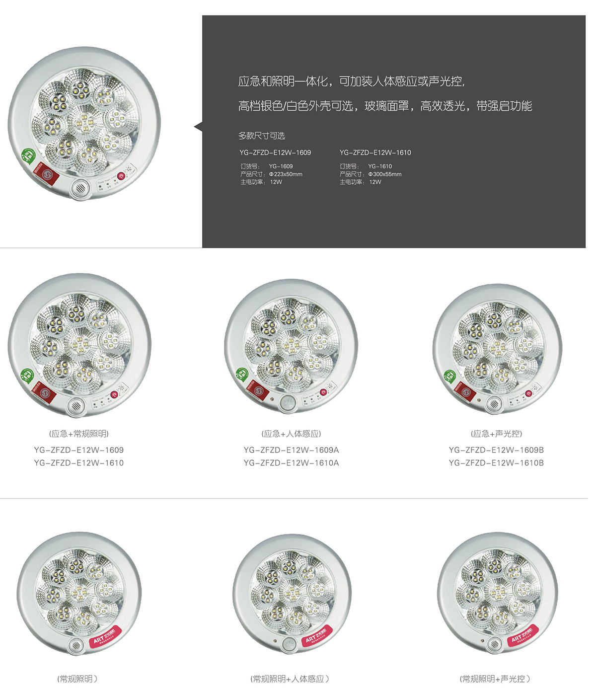 艺光消防 | 艺光消防梅花应急吸顶灯-1609