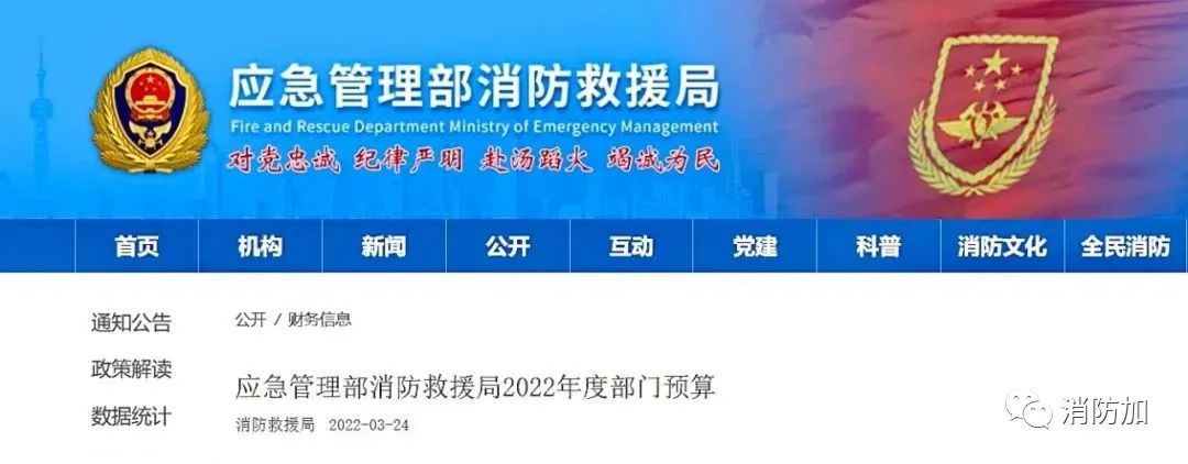 消防救援局：2022年收入预算16178571.25万元