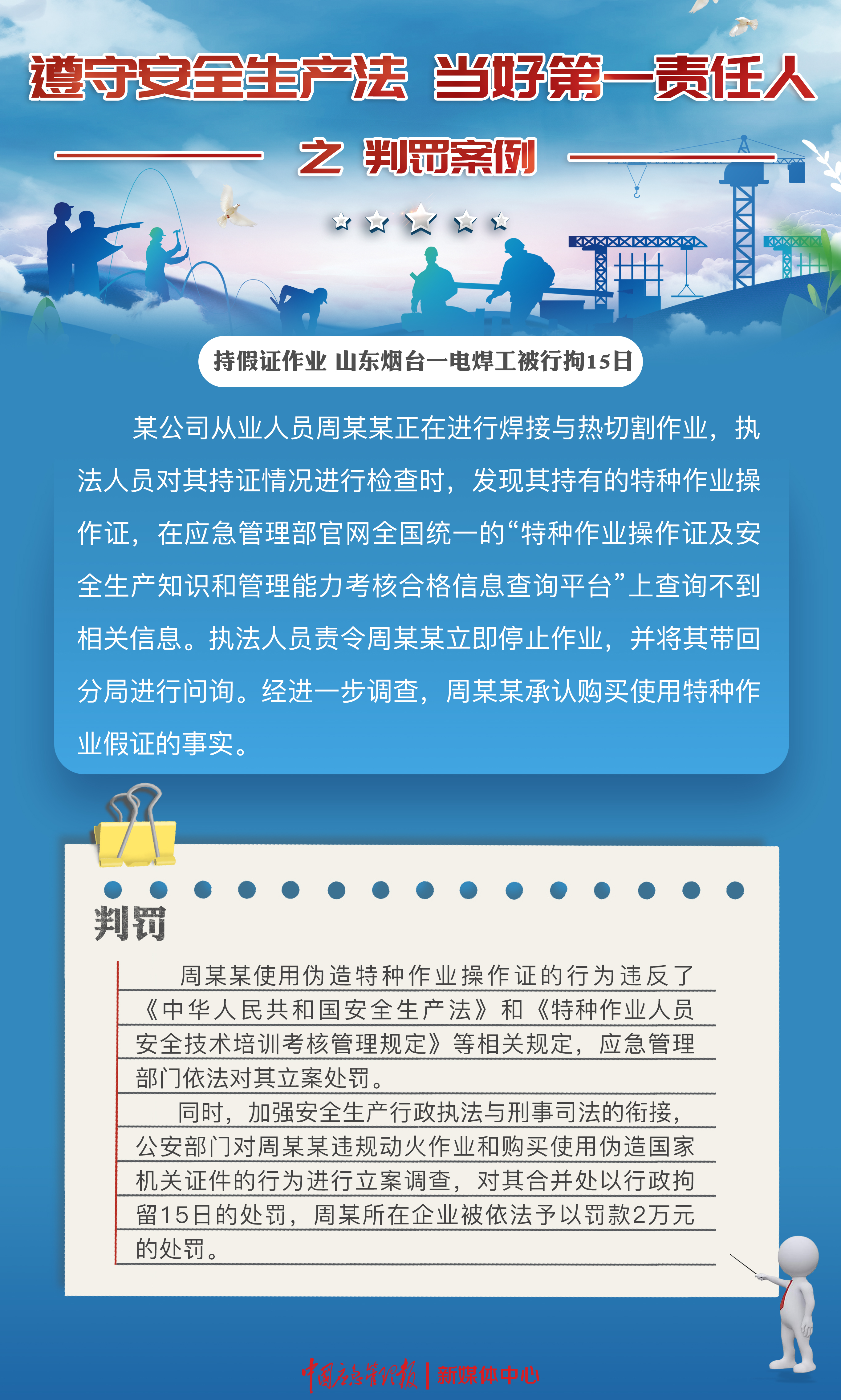 判罚案例 | 持假证作业 山东烟台一电焊工被行拘15日