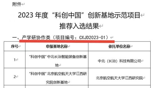 中国消防协会推荐项目入选2023年度“科创中国”创新基地示范项目