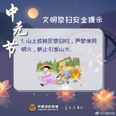 注意！中元祭祀勿忘防火