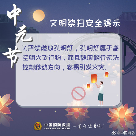 注意！中元祭祀勿忘防火